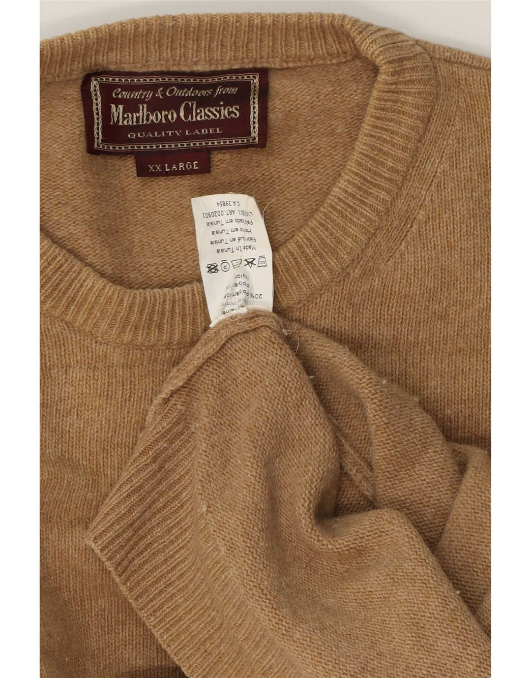 Marlboro Classics Pull col rond pour homme en laine marron 2XL