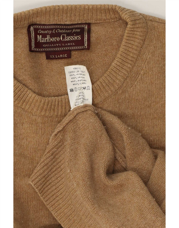 Marlboro Classics Pull col rond pour homme en laine marron 2XL