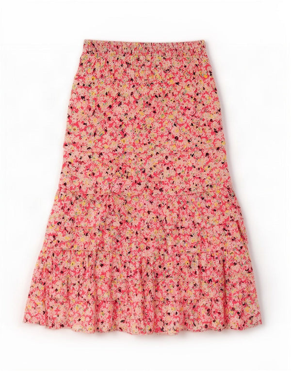 Marks & Spencer Jupe à volants pour femme UK 10 Small W28 Coton floral rose