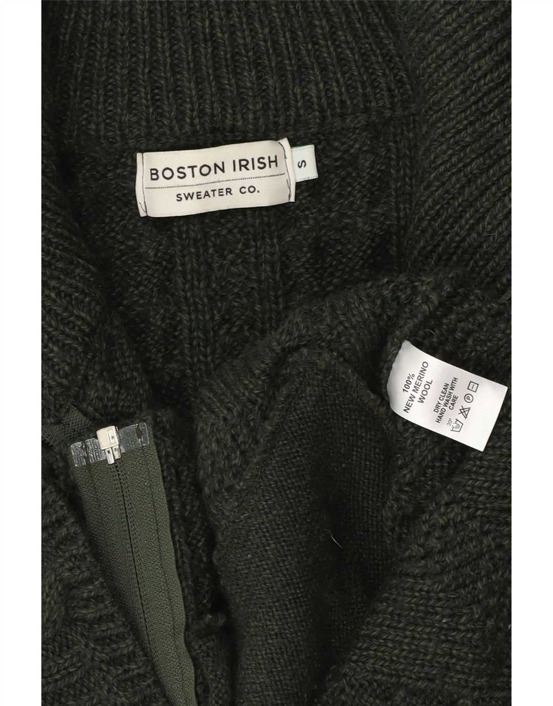 BOSTON IRISH Pull Cardigan Femme UK 10 Petite Laine Mérinos Verte