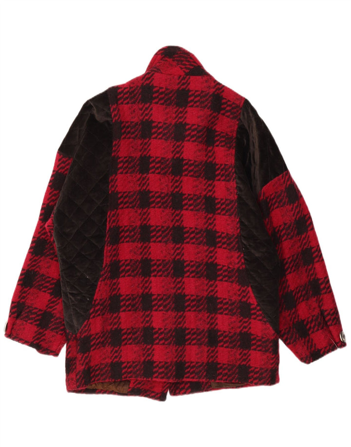vintage Femmes Overcoat Oversize EU 42 Grand Chèque Rouge