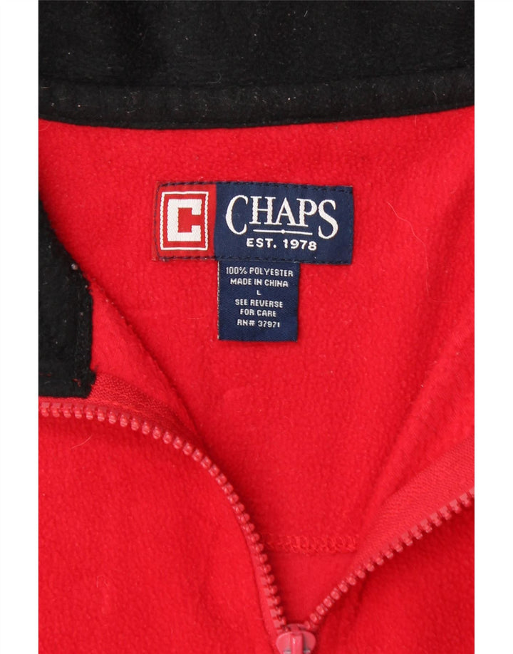 CHAPS Mens Zip Neck Fleece Jumper Large Red Polyester