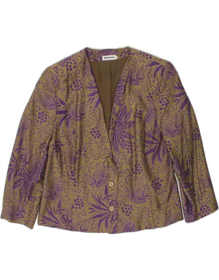 DELIA FERRARI Womens 3 Button Blazer Jacket IT 48 XL Khaki Paisley Vintage Delia Ferrari and Second-Hand Delia Ferrari from Messina Hembry 