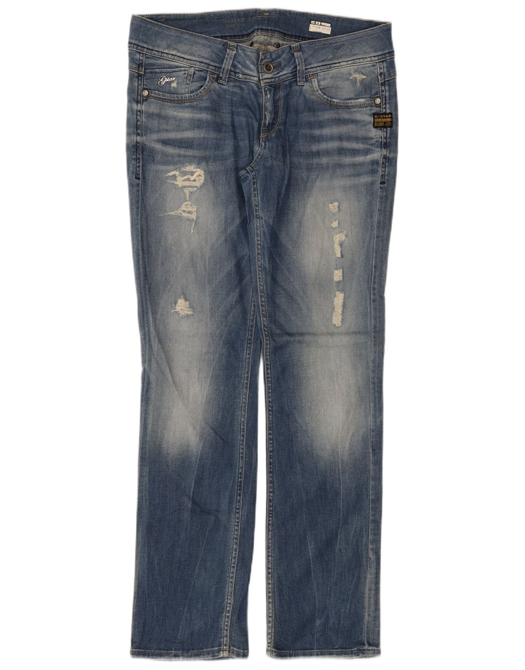 G-Star Femme Jean droit vieilli W31 L32 Bleu Coton