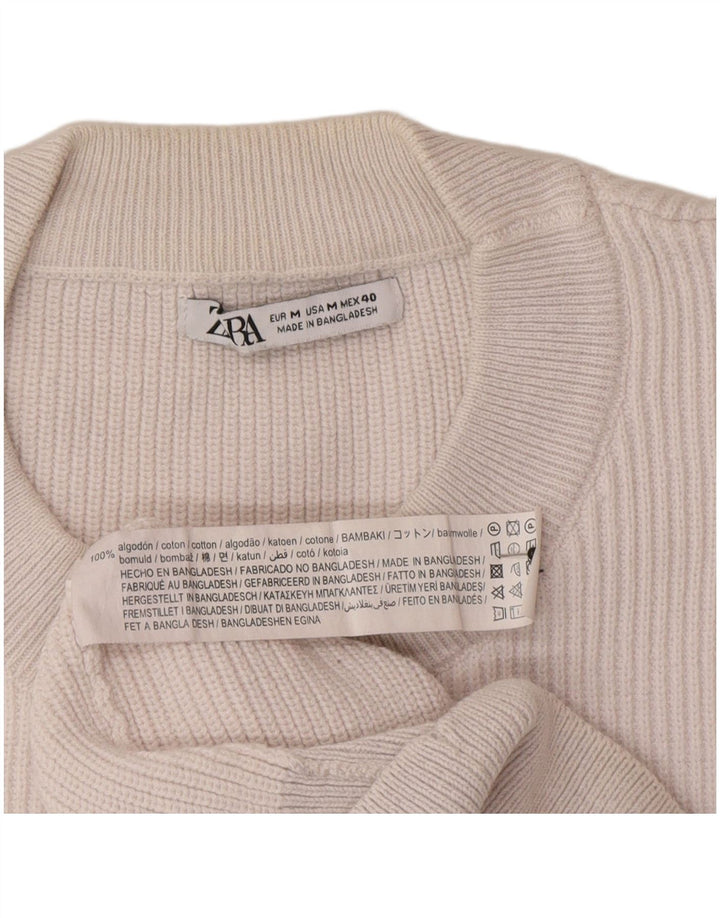 Zara Pull à col rond pour homme en coton blanc moyen
