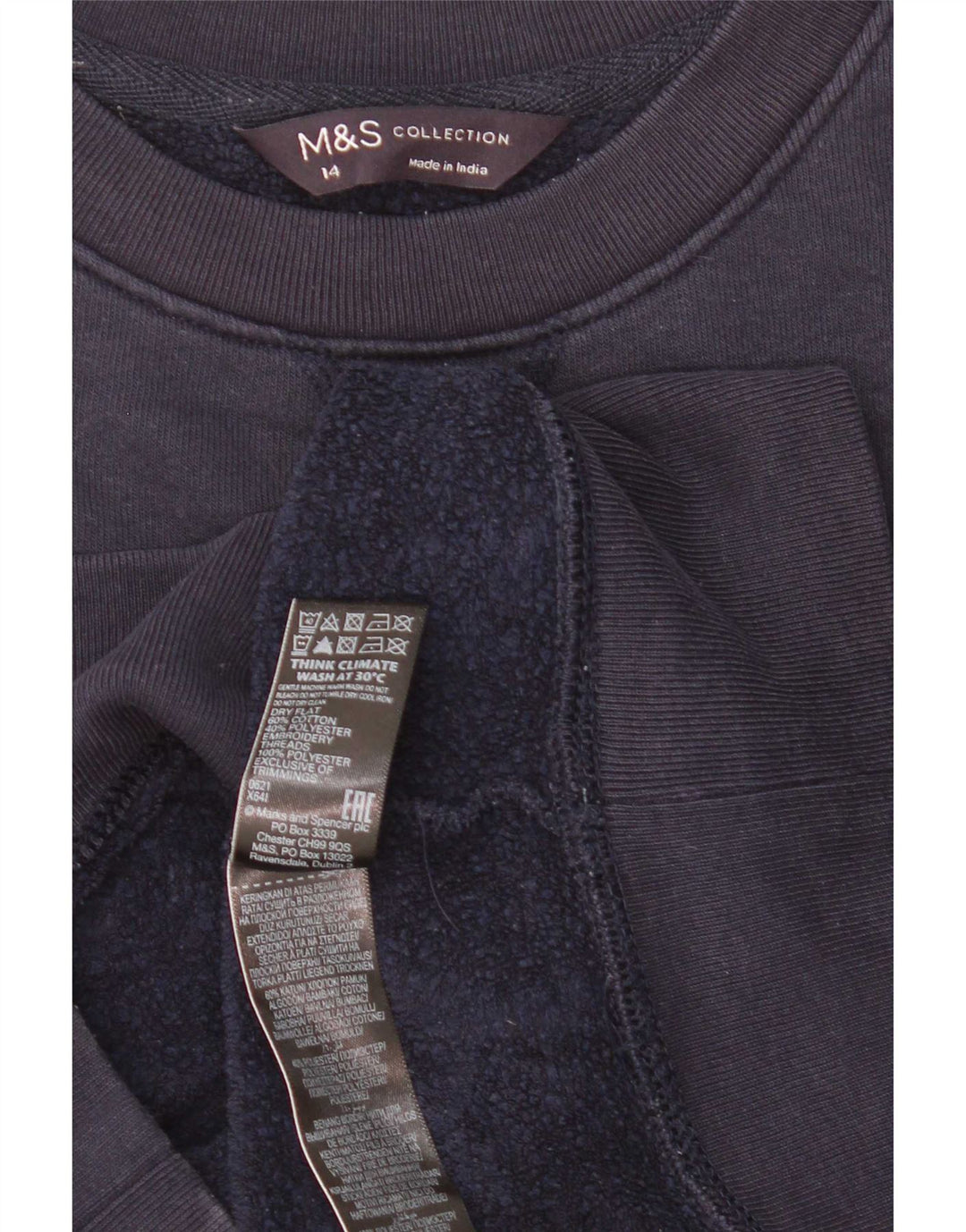 Marks & Spencer Sweat-shirt graphique pour femme UK 14 Large Bleu marine