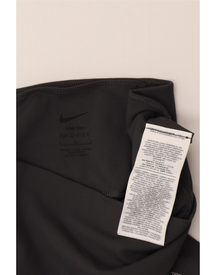 NIKE Leggings graphiques pour femmes UK 16 Large Gris Polyester
