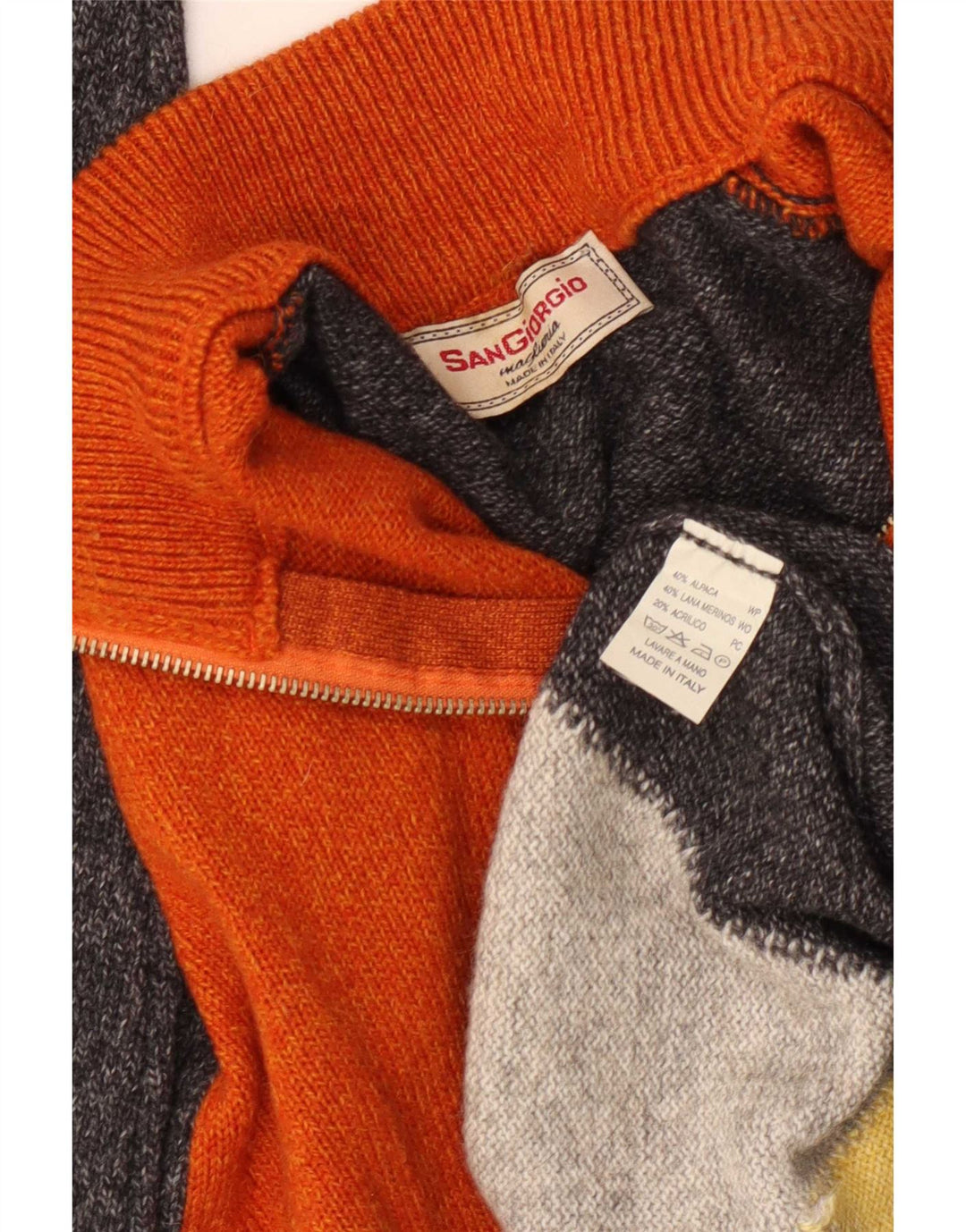 Sangiorgio Pull Col Zippé Homme Moyen Multicolore Argyle/Diamant