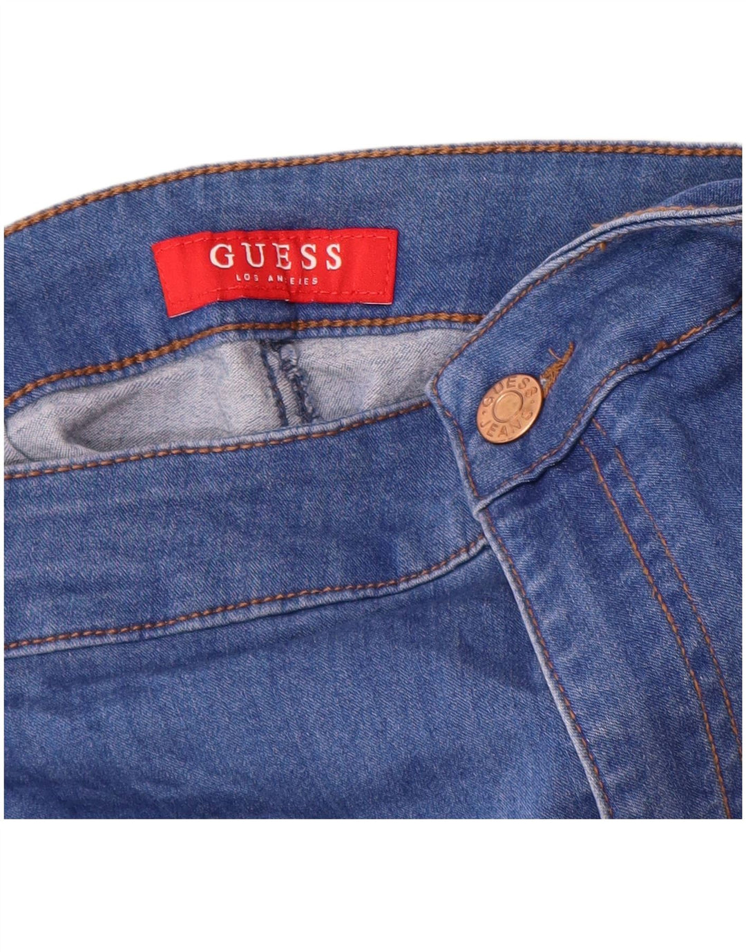 GUESS Jean skinny taille haute femme W24 L28 bleu coton