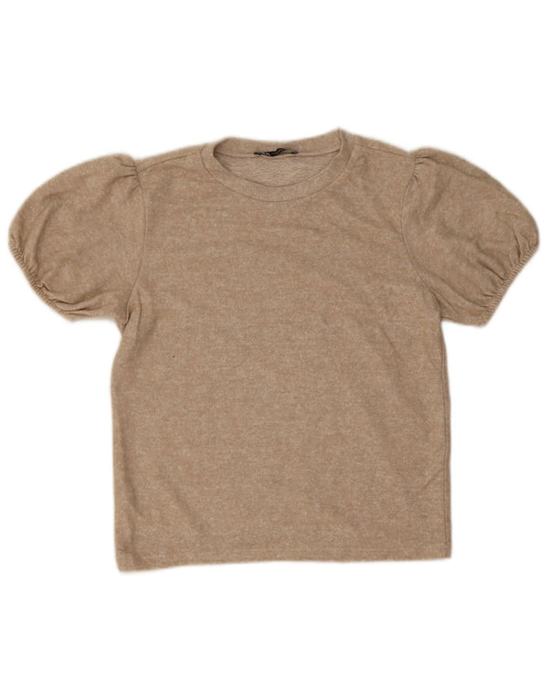 Zara Femme Chemisier Top UK 12 Beige Moyen