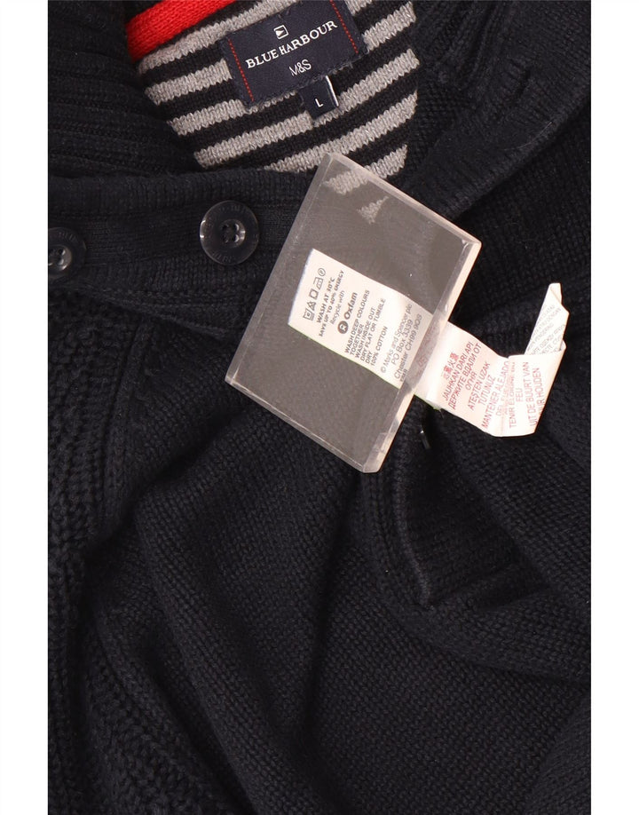 Marks & Spencer Pull à col boutonné pour homme Taille L Bleu marine