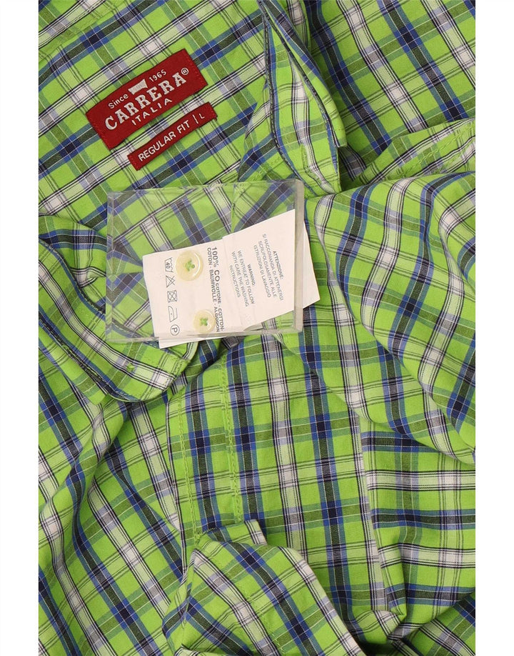 Carrera Chemise à manches courtes pour homme, coupe régulière, grand carreaux en coton vert