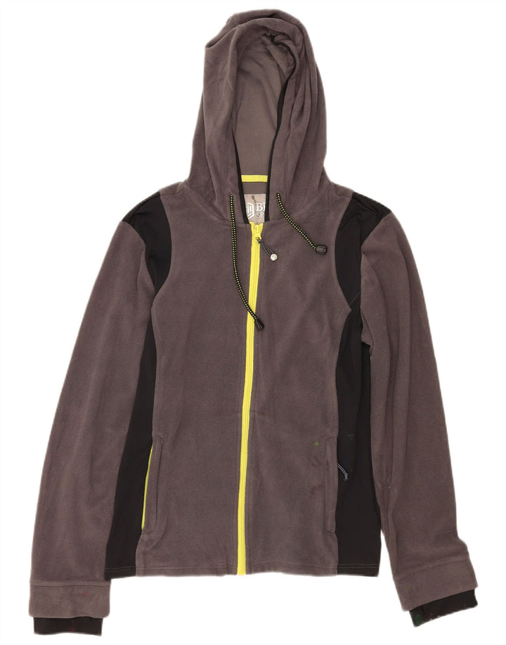 BKE Veste polaire à capuche pour femme UK 14 Gris moyen Colorblock Polyester