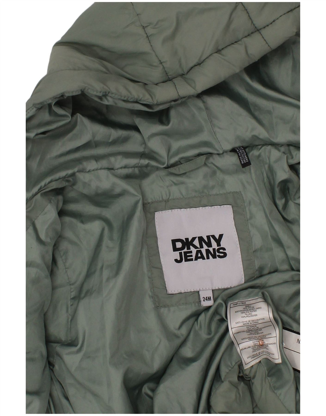 DKNY Veste matelassée à capuche pour bébé fille 18-24 mois en nylon vert