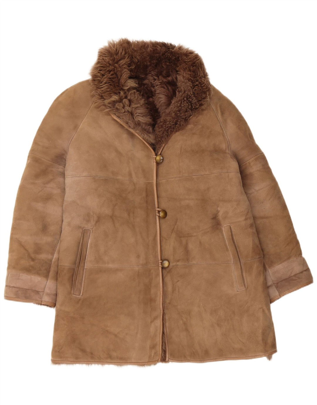 manteau en peau de mouton femme vintage EU 42 Grand mouton en peau de mouton beige