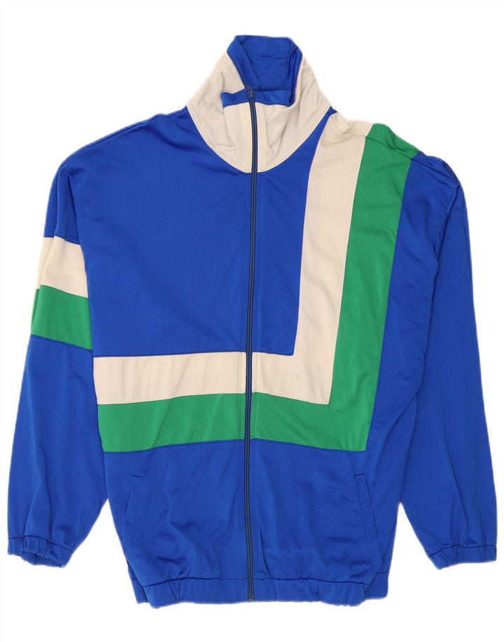 vintage Mens Survêtement Top Veste Petit Bleu Colorblock