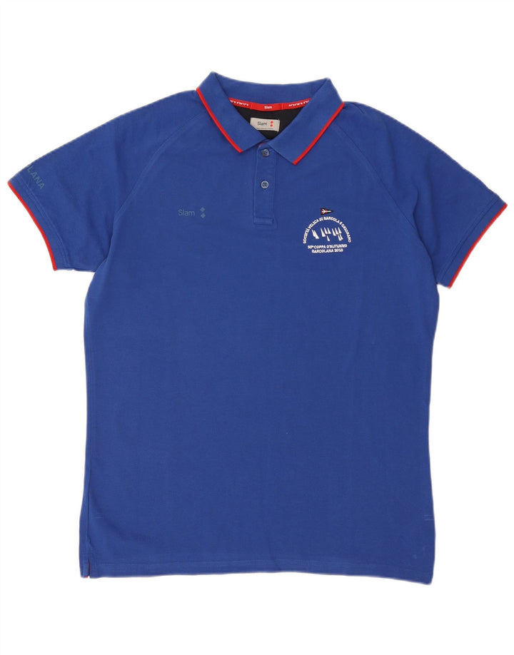 Slam Polo Graphique Homme XL Bleu Coton