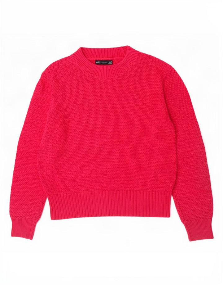 Marks & Spencer Pull col roulé pour femme en coton rose moyen UK 12