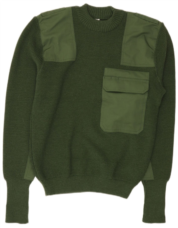 Halfen Pull à col rond pour homme IT 48 Laine colour block vert moyen