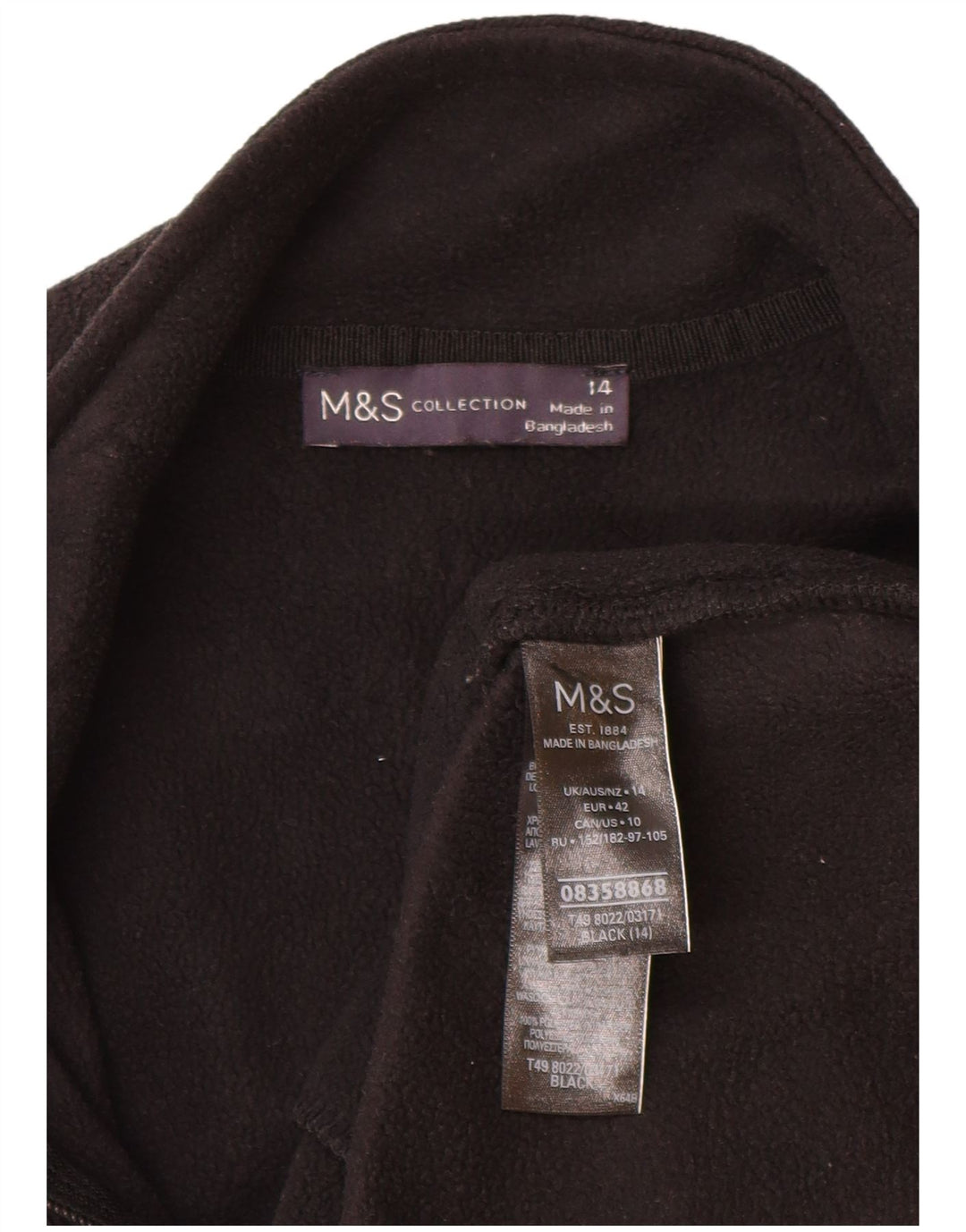 Marks & Spencer Veste polaire pour femme UK 14 Large Noir Polyester