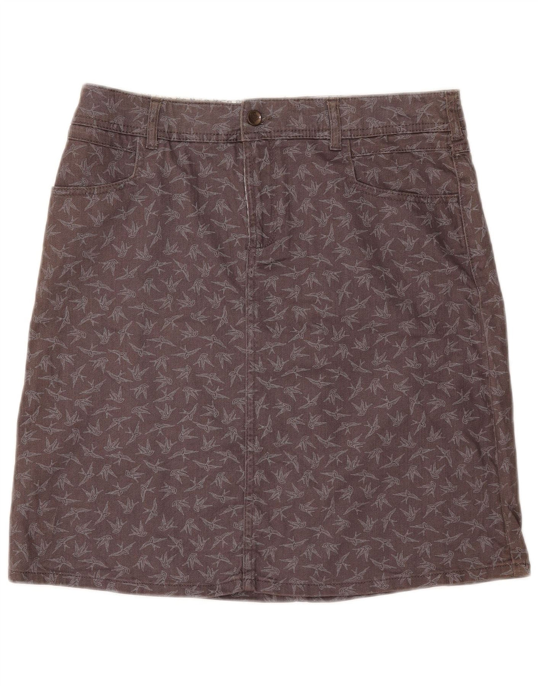 Jupe en jean à motif abstrait White Stuff pour femme UK 12 Medium W32 Gris