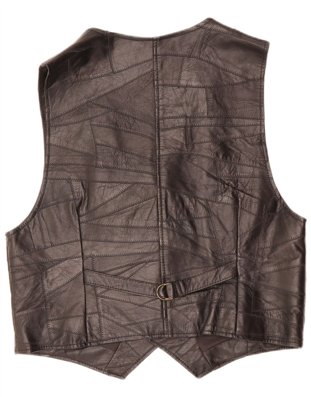 VINTAGE Gilet en cuir homme noir moyen