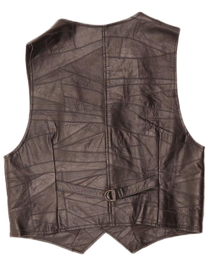 VINTAGE Gilet en cuir homme noir moyen