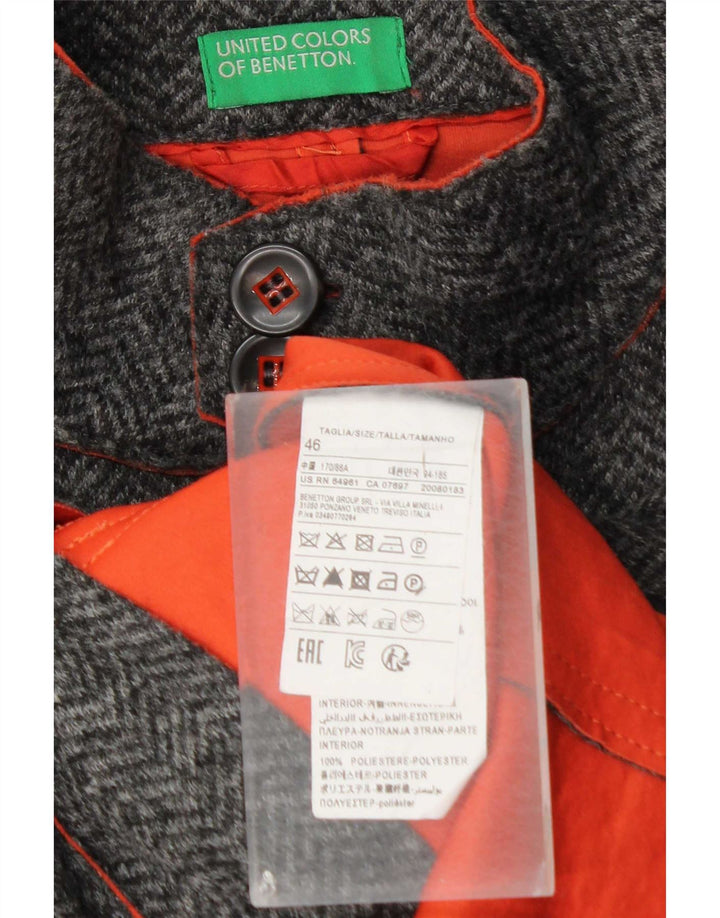 Benetton Veste Utilitaire Homme IT 46 Petit Gris Chevrons Polyester