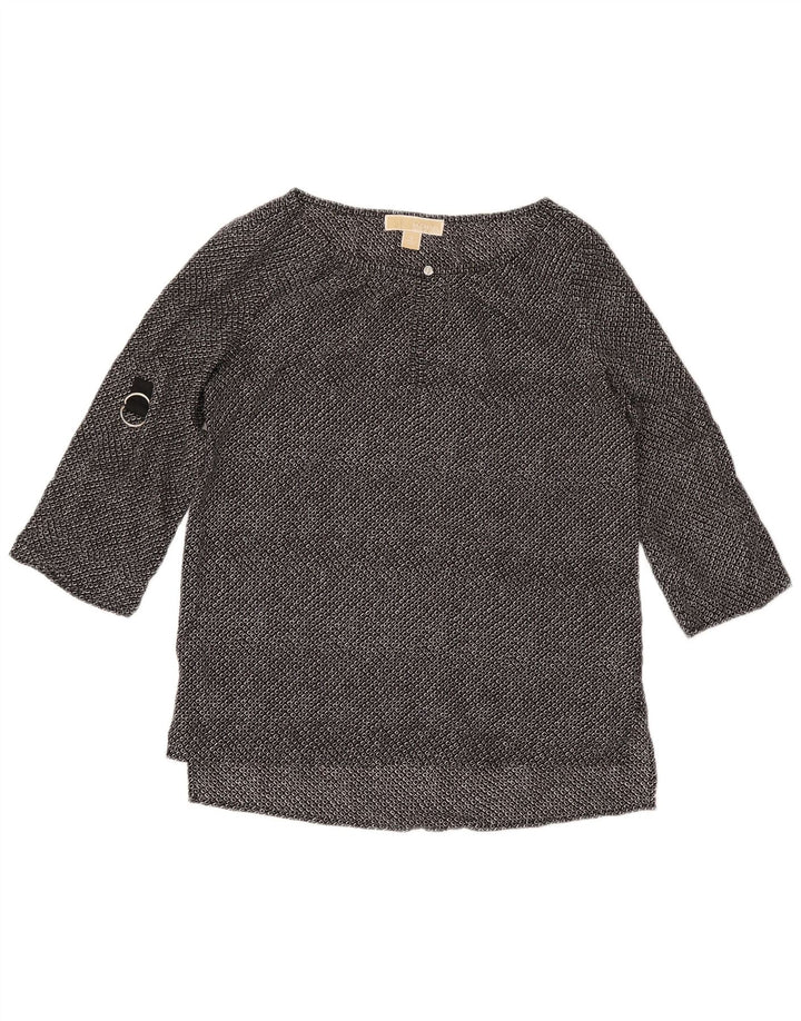 MICHAEL KORS Haut Femme Manches 3/4 UK 10 Petit Noir Géométrique Polyester