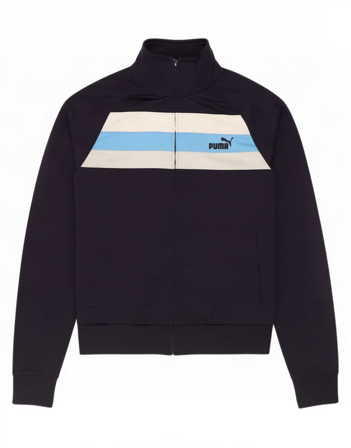 Puma Veste de survêtement pour homme Taille S Bleu marine Colorblock Polyester