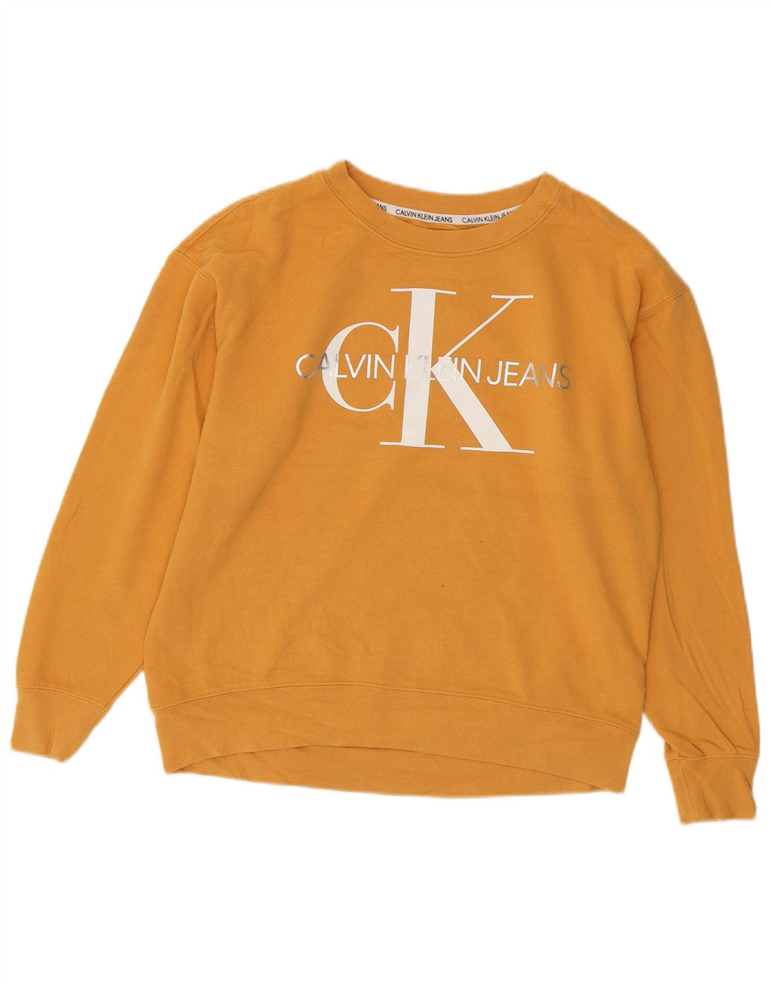 Calvin Klein Jeans Sweat-shirt surdimensionné pour femme UK 10 Petit Jaune