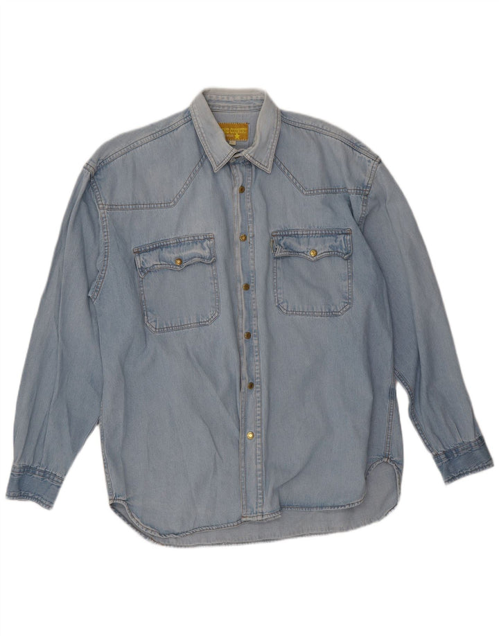 Chemise en jean vintage pour homme grand bleu
