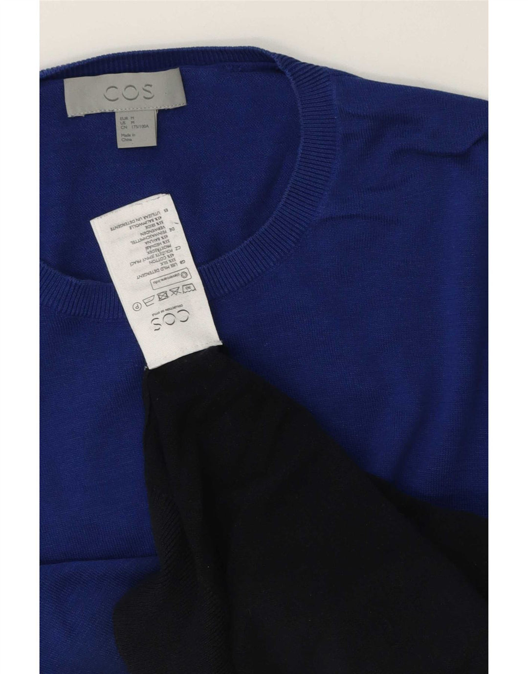 Cos Pull à col rond pour homme en soie color block bleu moyen