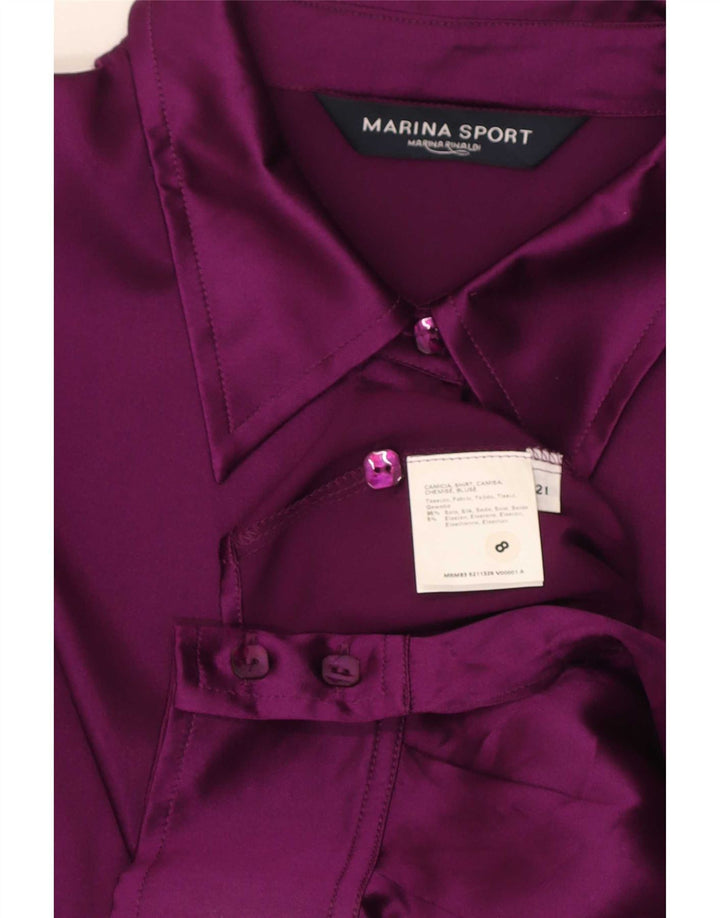 Marina Rinaldi Chemise Femme Chemisier Taille 21 Soie Marron Moyen