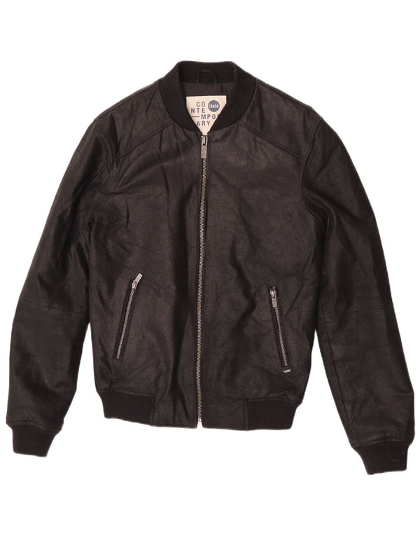 Veste en cuir pour homme contemporain UK 36 Petit cuir noir