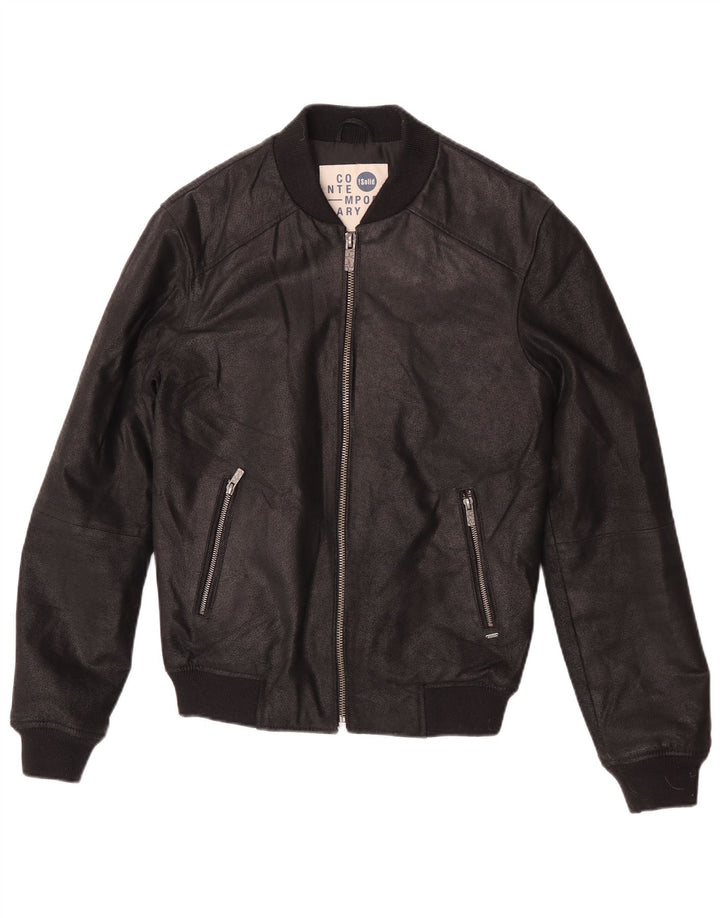 Veste en cuir pour homme contemporain UK 36 Petit cuir noir