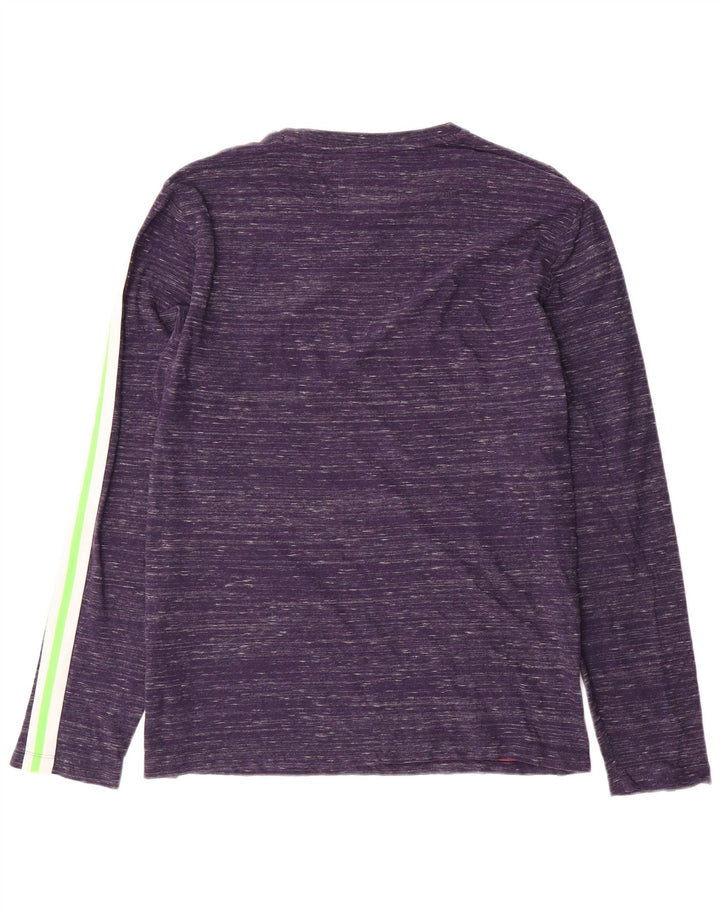 Superdry Haut à manches longues pour homme en coton moucheté bleu marine Large