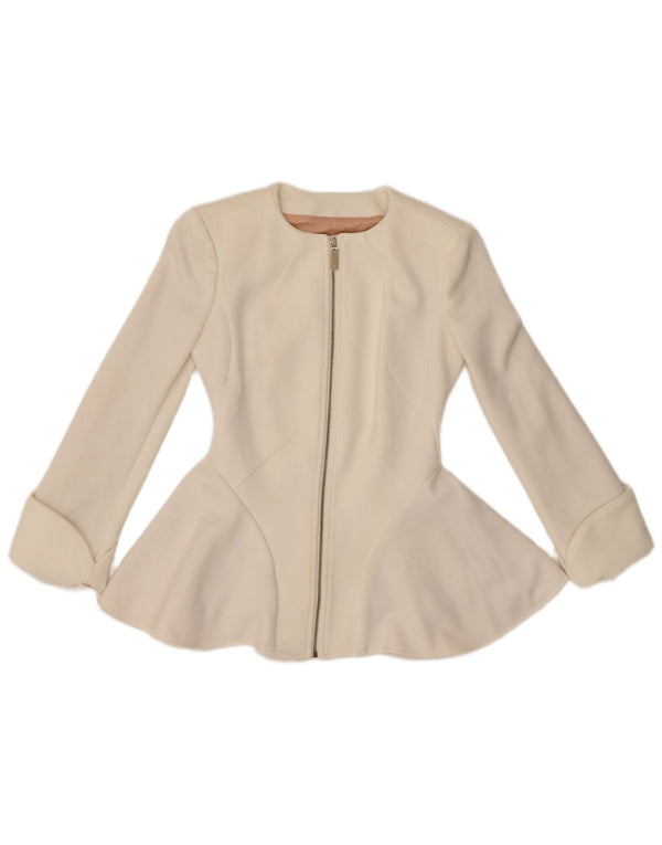 Veste blazer zippée pour femme Elisabetta Franchi IT 38 XS Blanc Polyester