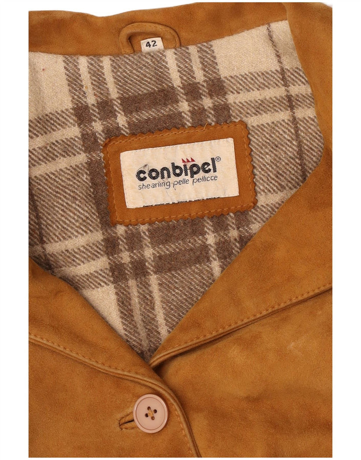 Conbipel Veste Blazer En Daim À 3 Boutons Femme IT 42 Cuir Beige Moyen