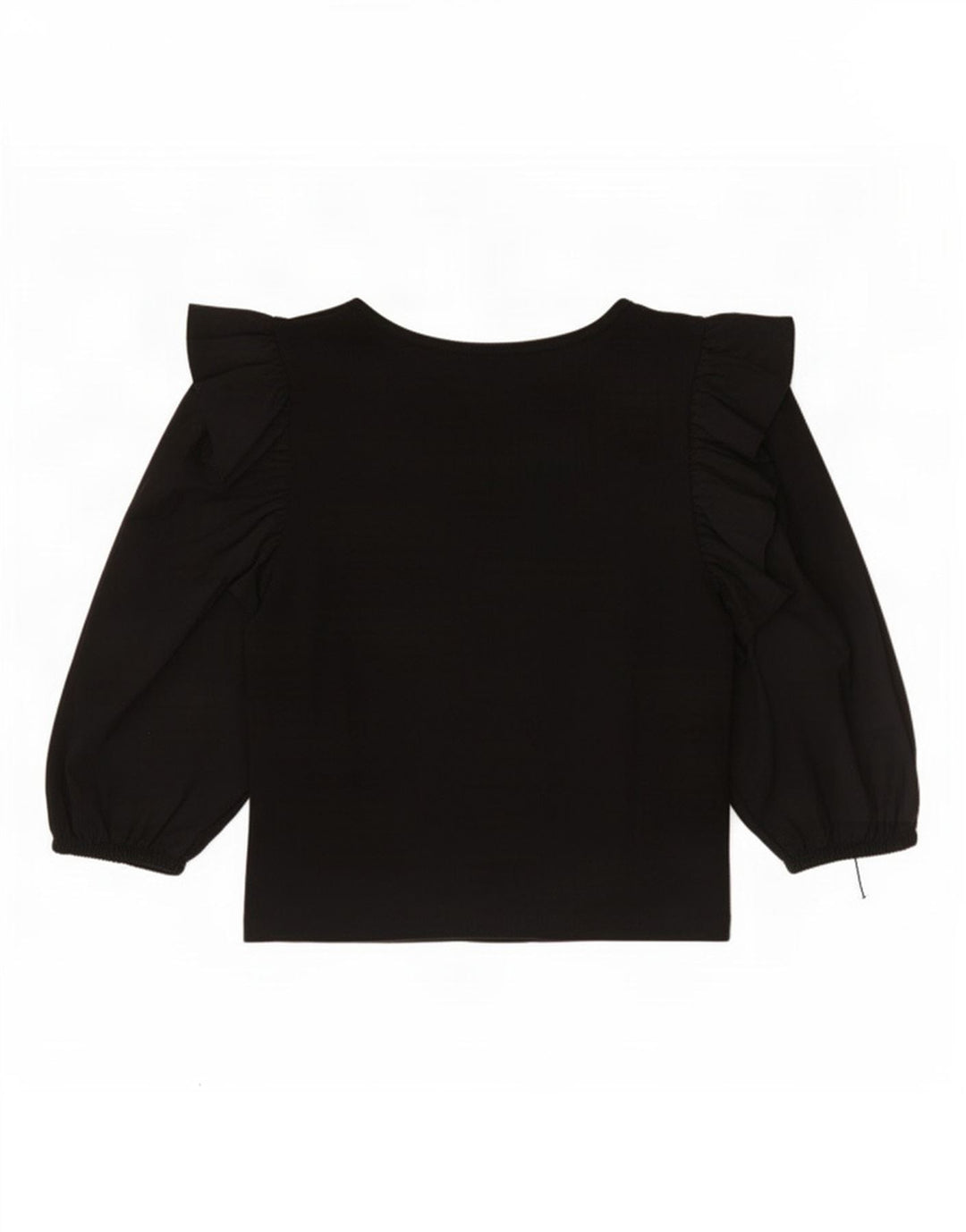 Zara Womens 3/4 Sleeve Crop Top UK 12 Coton Noir Moyen