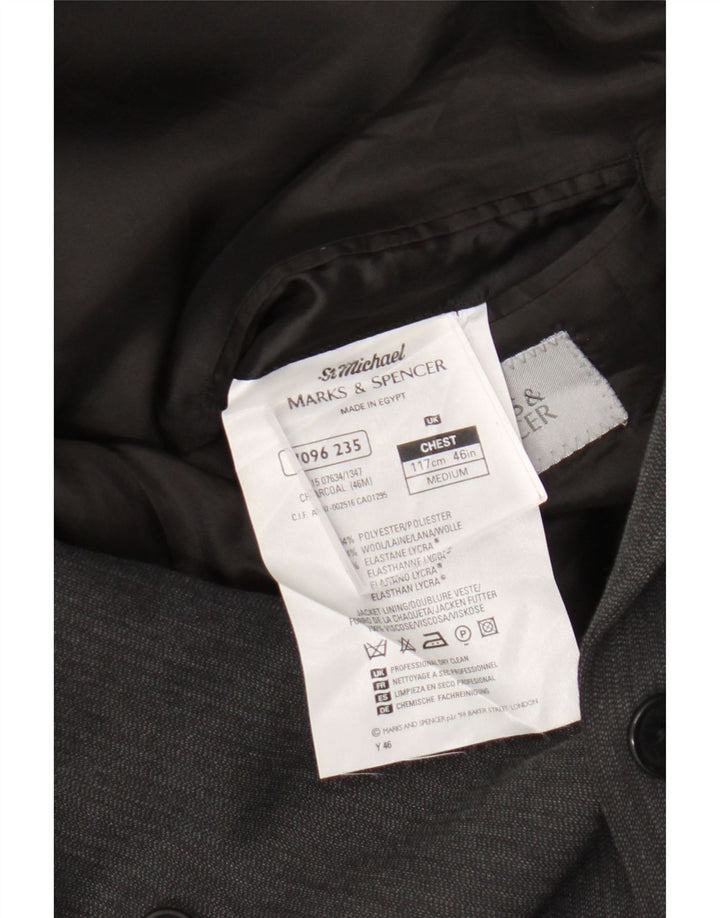 Marks & Spencer Veste blazer croisée pour homme UK 46 3XL Gris Polyester
