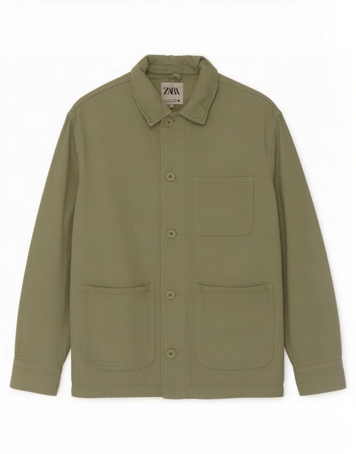 Zara Veste utilitaire pour homme UK 36 Petit coton vert