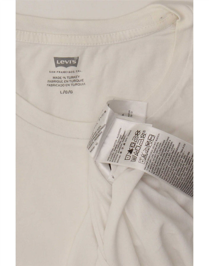 Levi's T-Shirt Graphique Homme Blanc Large Coton Rayé