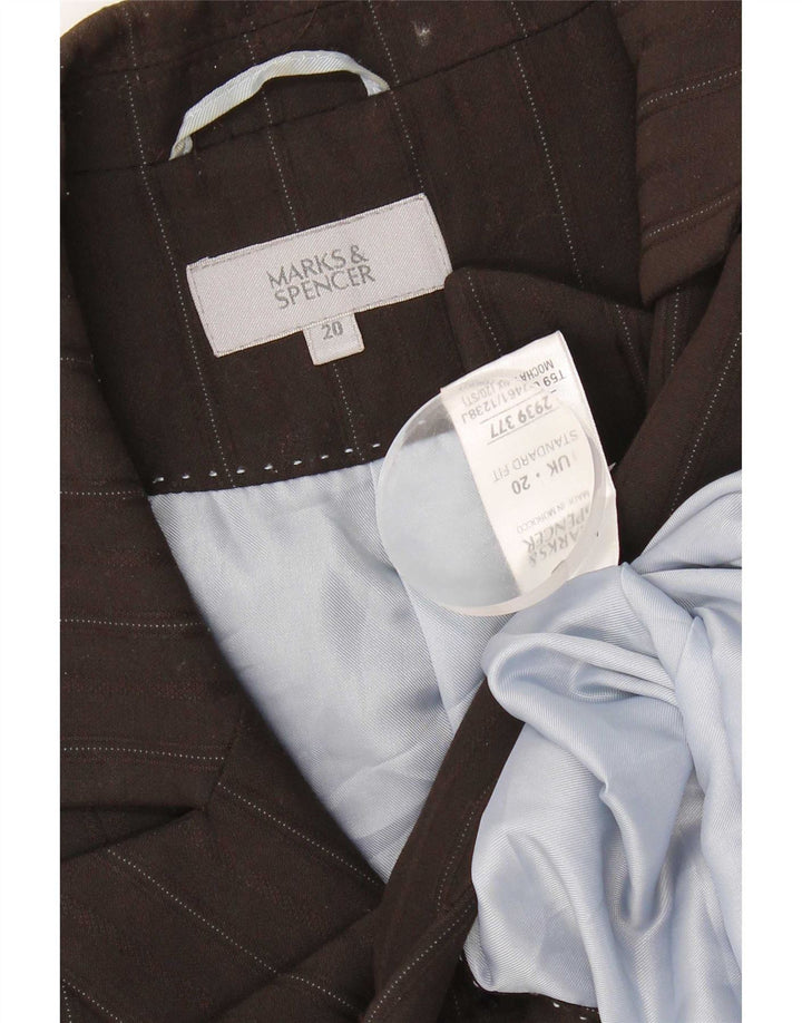 Marks & Spencer Manteau pour femme UK 20 2XL Marron à fines rayures Polyester