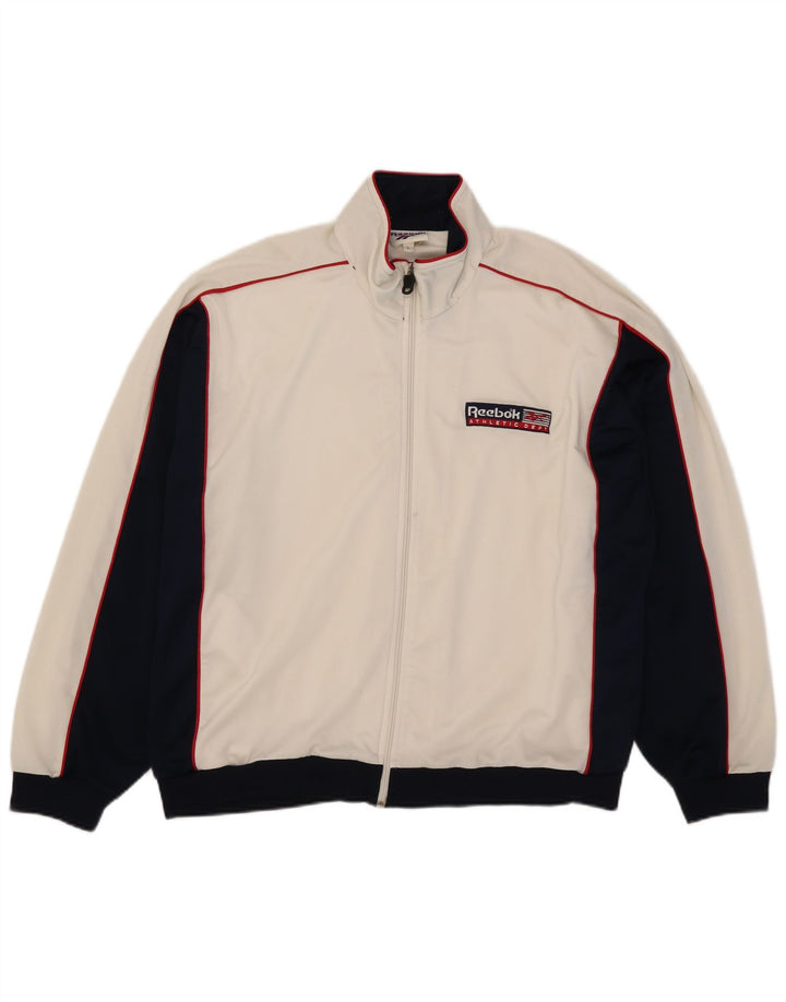 Reebok Veste de survêtement pour homme Large Blanc Colorblock Polyester