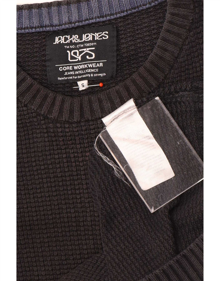 Jack & Jones Pull à col rond pour homme Petit coton noir