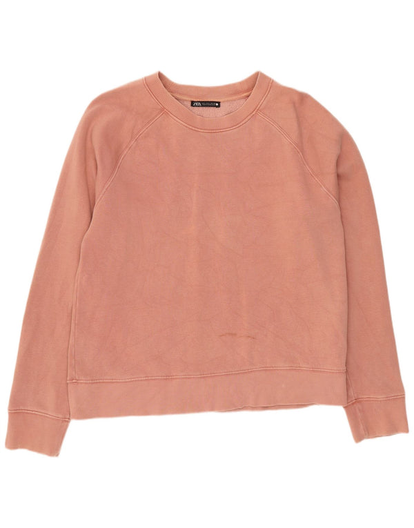 Zara Womens Sweatshirt Jumper UK 16 Large Rose Coton