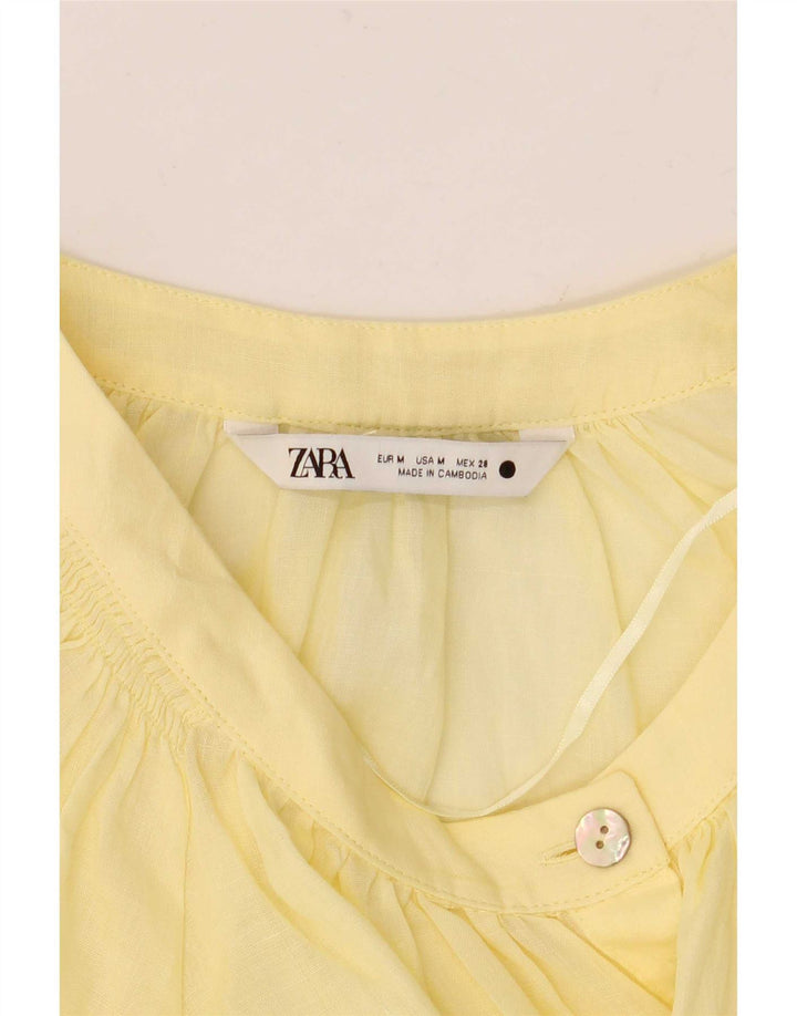 Zara Chemisier surdimensionné à manches longues pour femme UK 14 Jaune moyen