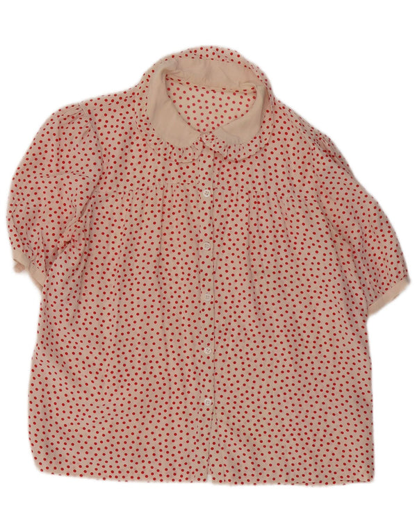Vintage Womens Short Sleeve Shirt Blouse UK 16 Large Pink Spotted