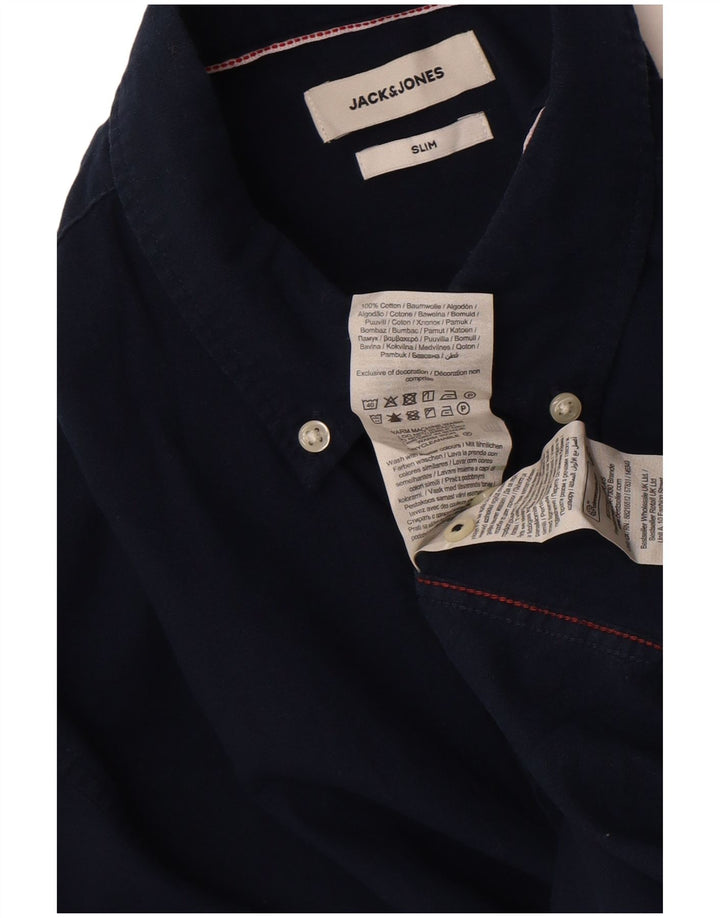 Jack & Jones Chemise Slim Fit Bleu Marine Moyen Coton